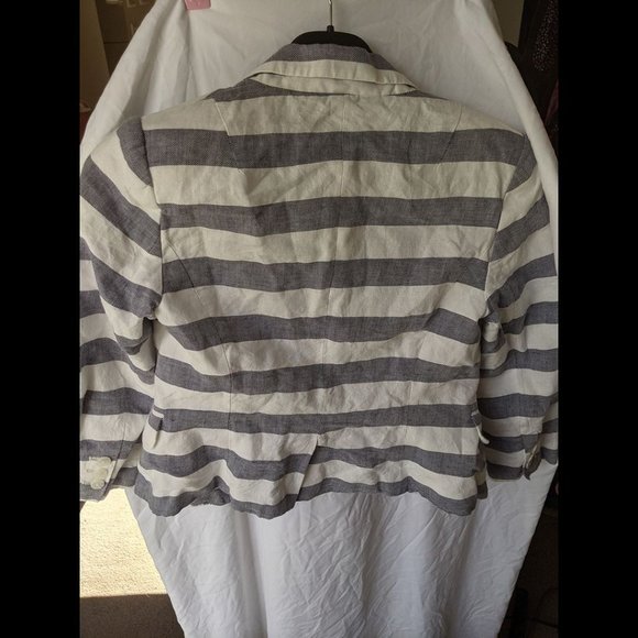 Banana Republic Gray/White Stripe Blazer Size 2 Petite - Picture 7 of 7